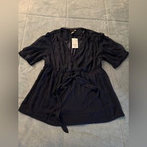 NWT - Women’s H&M navy blue blouse with front tie / size: 10